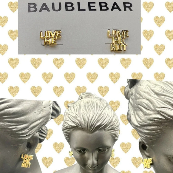 Baublebar Dainty Gold Love Me- Love Me Not Mismatched Statement Stud Earrings - Picture 1 of 6